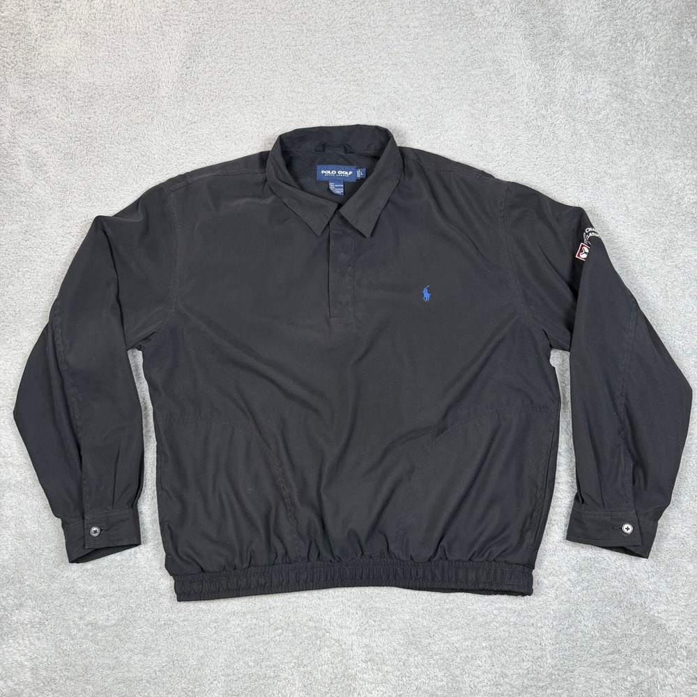 VTG Polo Golf Ralph Lauren Mens Black Windbreaker Pullover Wendy's Charity Large
